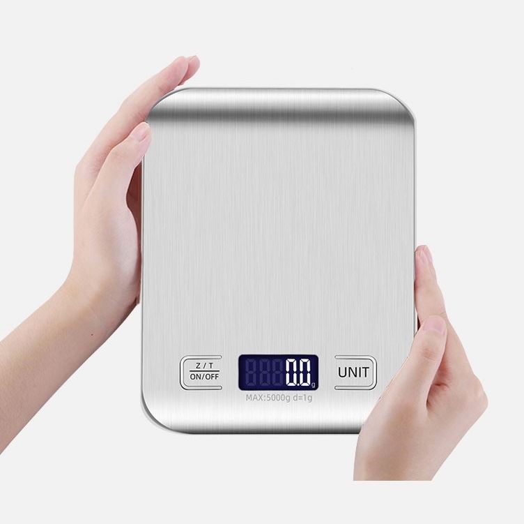 PKS001 Portable Flat 5kg 3mm Glass Platform Digital Food Kitchen Scale