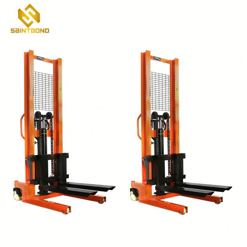 PSCTY02 Hand Materials 2200lbs 1ton Capacity 63inch Lift Height Hydraulic Manual Stacker with Straddle Legs