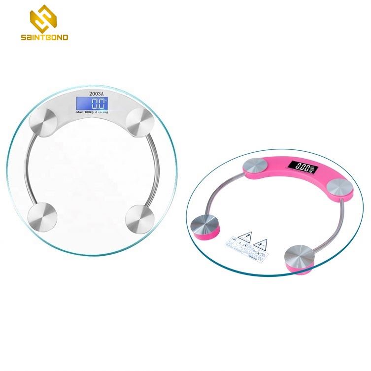 2003A Digital Body Scale 180kg Led Weight Scales Bathroom Electronic Round Glass Smart Scale Digital