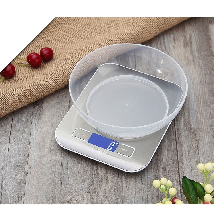 PKS001 Lcd Backlight Digital Kitchen Scale Fingerprint-Proof Stainless Steel Platform 5000g / 1g Weighing Scale