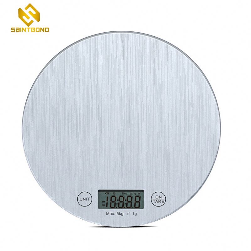 PKS007 5kg/1g China Round Electronic Decals Kitchen Scale With Temper Glass