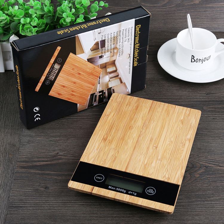 PKS005 Fast Shipment Manual Bamboo Surface Digital Kitchen Scale 0.1g/Decorative Bamboo Kitchen Scale