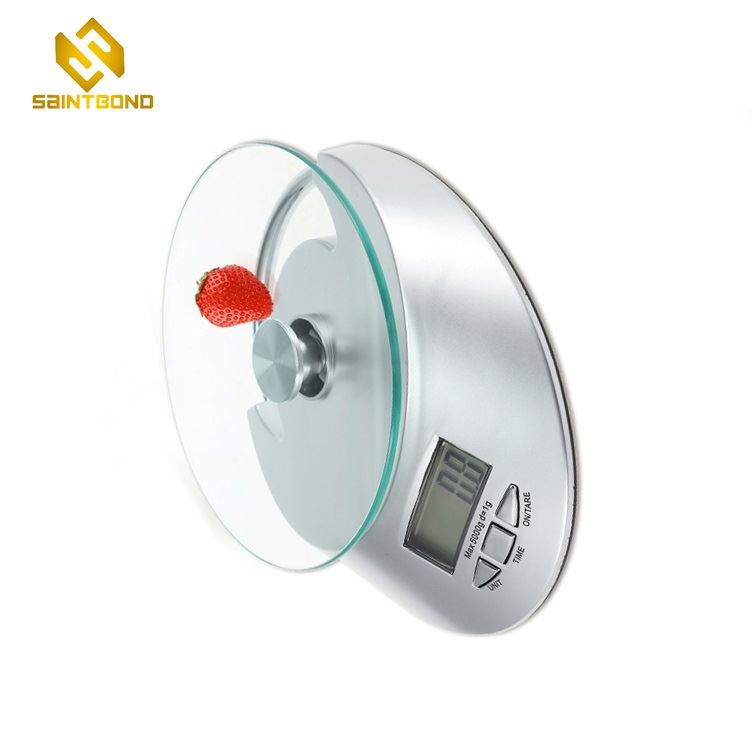 PKS011 Kitchen Scale Food Weighing Scale Max Capacity 5kg With Round Glass Scale Tray Backlight Lcd
