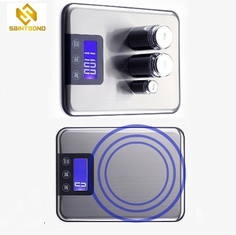 PKS003 11lb 5kg Silver Stainless Steel Compact Electronic Food Scale Kitchen Scale
