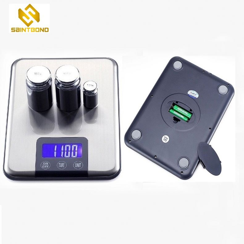 PKS003 11lb 5kg Silver Stainless Steel Compact Electronic Food Scale Kitchen Scale