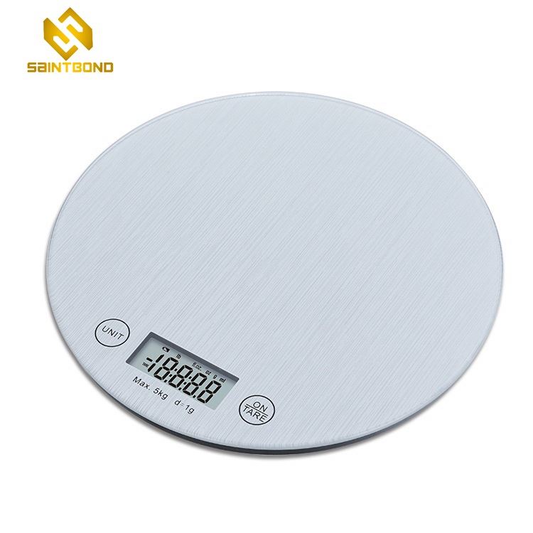 PKS007 5kg/1g China Round Electronic Decals Kitchen Scale With Temper Glass