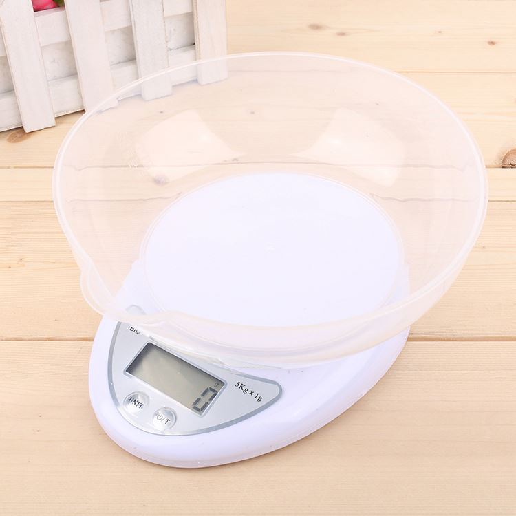 B05 White Bakery Display Tray Kitchen Scales Digital, Smart Food Round Digital Kitchen Weighing Scale