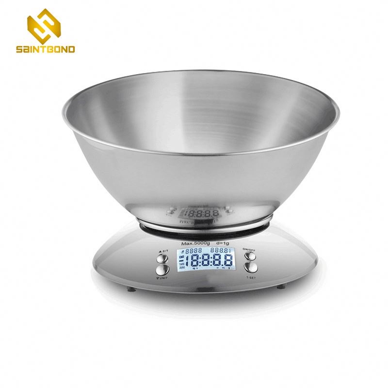 PKS009 Temperature Alarm Timer Food Removable Bowl Room Stainless Steel Digital Kitchen Scale
