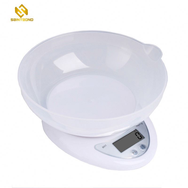 B05 Cheaper White Abs Kitchen Scale With Bowl, 5kg Kitchen Digital Food Scale