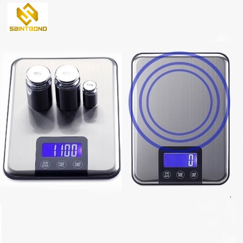 PKS003 11lb 5kg Silver Stainless Steel Compact Electronic Food Scale Kitchen Scale